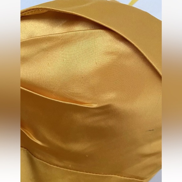 Mac Duggal Yellow Sweetheart Neck Strapless Bow Satin Ball Gown Dress Sz 8 67995 - Picture 6 of 16